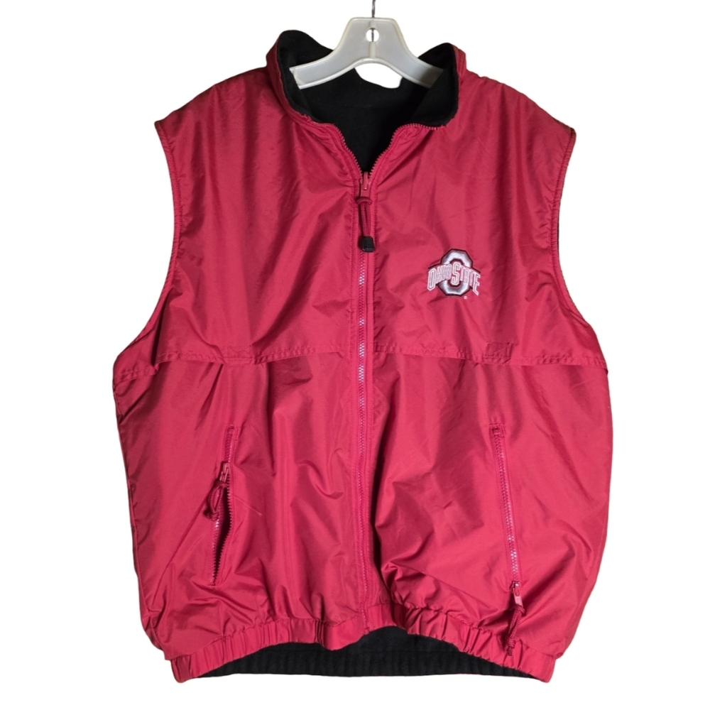 Ohio State Buckeyes Red Zip Vest Men’s L Windbreaker Lightweight OSU Logo